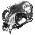 3D render of metallic Cat Skull