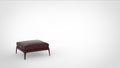 3d render of a metallic quadruped sitting stool with leather matttress and space for text