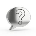 Metallic Question Mark Inside a Speech Bubble Icon on a White Background symbol Royalty Free Stock Photo