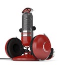 3d render of microphone with headphones