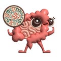 3d render Microscopic good bacterias, microflora, viruses in Intestine cartoon character. Volume illustration mascot Royalty Free Stock Photo