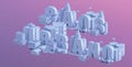 3d render of a mini city, typography 3d of the name caos urbano Royalty Free Stock Photo