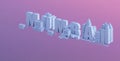 3d render of a mini city, typography 3d of the name mumbai