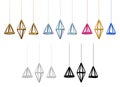 3d render minimal isolated hanging decorative elements set illustration Royalty Free Stock Photo