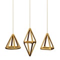 3d render minimal isolated hanging decorative gold elements illustration Royalty Free Stock Photo