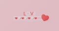 3d render minimal progress lovely heart Loading bar to complete for web banner of mock up. Love idea concept