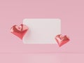 3D render, minimal sweet love scene, decoration greeting cards, webpage banner, photo frame, social media, heart shape, Cute