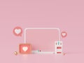 3D render, minimal sweet love scene, decoration greeting cards, webpage banner, photo frame, social media, heart shape, Cute