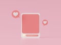 3D render, minimal sweet love scene, decoration greeting cards, webpage banner, photo frame, social media, heart shape, Cute