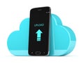3d render of mobile phone with cloud over white Royalty Free Stock Photo