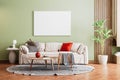 3d interior with sofa and blank canvas Royalty Free Stock Photo