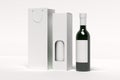 3d render mockup bottles of wine, champagne with an empty label, paper bag, paper box with a place for design