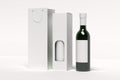 3d render mockup bottles of wine, champagne with an empty label, paper bag, paper box with a place for design Royalty Free Stock Photo