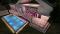 MODERN HOUSE 3D RENDERING POOL RIGHT SIDE TOP FAR VIEW