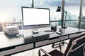 3d render of modern computer workplace Royalty Free Stock Photo