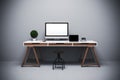 3d render of modern computer workplace setup Royalty Free Stock Photo