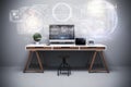 3d render of modern computer workplace setup Royalty Free Stock Photo