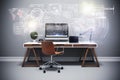 3d render of modern computer workplace setup Royalty Free Stock Photo