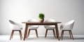 3d render of a modern dining room with white chairs and table Royalty Free Stock Photo