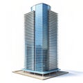 3D Render of a Modern Glass Building with Balconies and a Beach-Themed Base Royalty Free Stock Photo