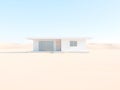 3d render of modern house in the desert with blue sky background Royalty Free Stock Photo