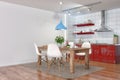 3d render - modern kitchen interior with dining area Royalty Free Stock Photo