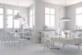 3d render of modern white clean interior room Royalty Free Stock Photo
