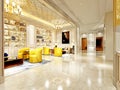 3d render of hotel lobby interior Royalty Free Stock Photo