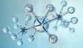 3d render of molecular structure. Transparent spheres linked by rods illustrate complex molecule. Modern design. Ideal for