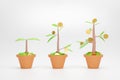 3d render. Money tree growth diagram. Business investment growth concept Royalty Free Stock Photo