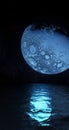 3d render, moon with background milky way moon track reflection in water Royalty Free Stock Photo