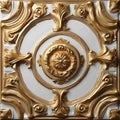 3d render moulding wall panel ceiling gold and white Royalty Free Stock Photo