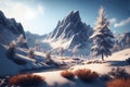 3d render mountain landscape at winter