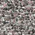 3D render of multicolor river rocks, diverse pebble floor, mixed rolling stones bed. Seamless pattern