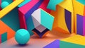 3D render Multicolored Tech Background with a Geometric 3D Structure. Bright, Minimal design with Simple Futuristic Forms