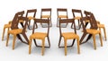 3D render of multiple chairs positioned back to back in a circle Royalty Free Stock Photo