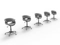 3D render - multiple empty chairs in a line Royalty Free Stock Photo