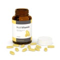 3d render of multivitamin bottle with pills Royalty Free Stock Photo