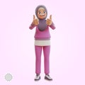 3d render muslim woman sporty showing thumbs up