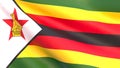 3D render - the national flag of Zimbabwe fluttering in the wind