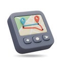 3D Render of a Navigation App Interface: Modern GPS Route Planning Device Displaying a Map with Location Pins and Route Royalty Free Stock Photo