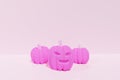 3d render of neon colored pink pumpkins on a pastel pink background