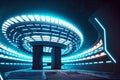 3d render neon huge empty stadium with bright illumination Royalty Free Stock Photo