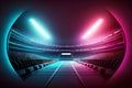 3d render neon huge empty stadium with bright illumination Royalty Free Stock Photo