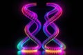 3d render of neon illuminated dna strand