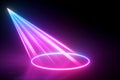 3d render, neon light abstract background, blue pink laser rays in the dark