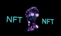 3d render,NFT Non fungible token. Crypto art concept. Technology selling unique collectibles, games characters, blockchain assets