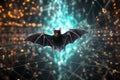 3D render Nipah virus and a bat in a digital binary background Royalty Free Stock Photo