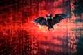 3D render Nipah virus and a bat in a digital binary background Royalty Free Stock Photo