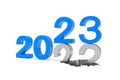 3d render of the numbers 2022 and 23 in blue over white background